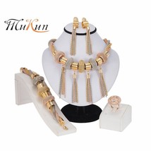 MUKUN Dubai Gold Jewelry Sets for Women Necklace Bracelet Ball Shape Earrings Ri - £17.52 GBP