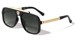 Dweebzilla Khan Classic Square Sport Pilot Aviator Sunglasses (Black &amp; Gold Fram - £10.16 GBP+