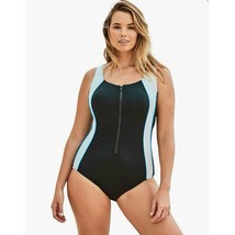 NWT Swimsuits for All One Piece Black Striped Tummy Control Swimsuit Sz 26 Women - £17.00 GBP