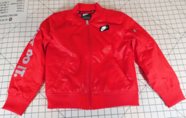 Nike Boys Motorcycle Style Bomber Jacket University Red Sz 6-7 &quot;Just Do It&quot; Arm - £19.61 GBP