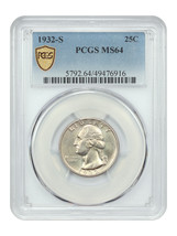 1932-S 25C PCGS MS64 - $1,018.50