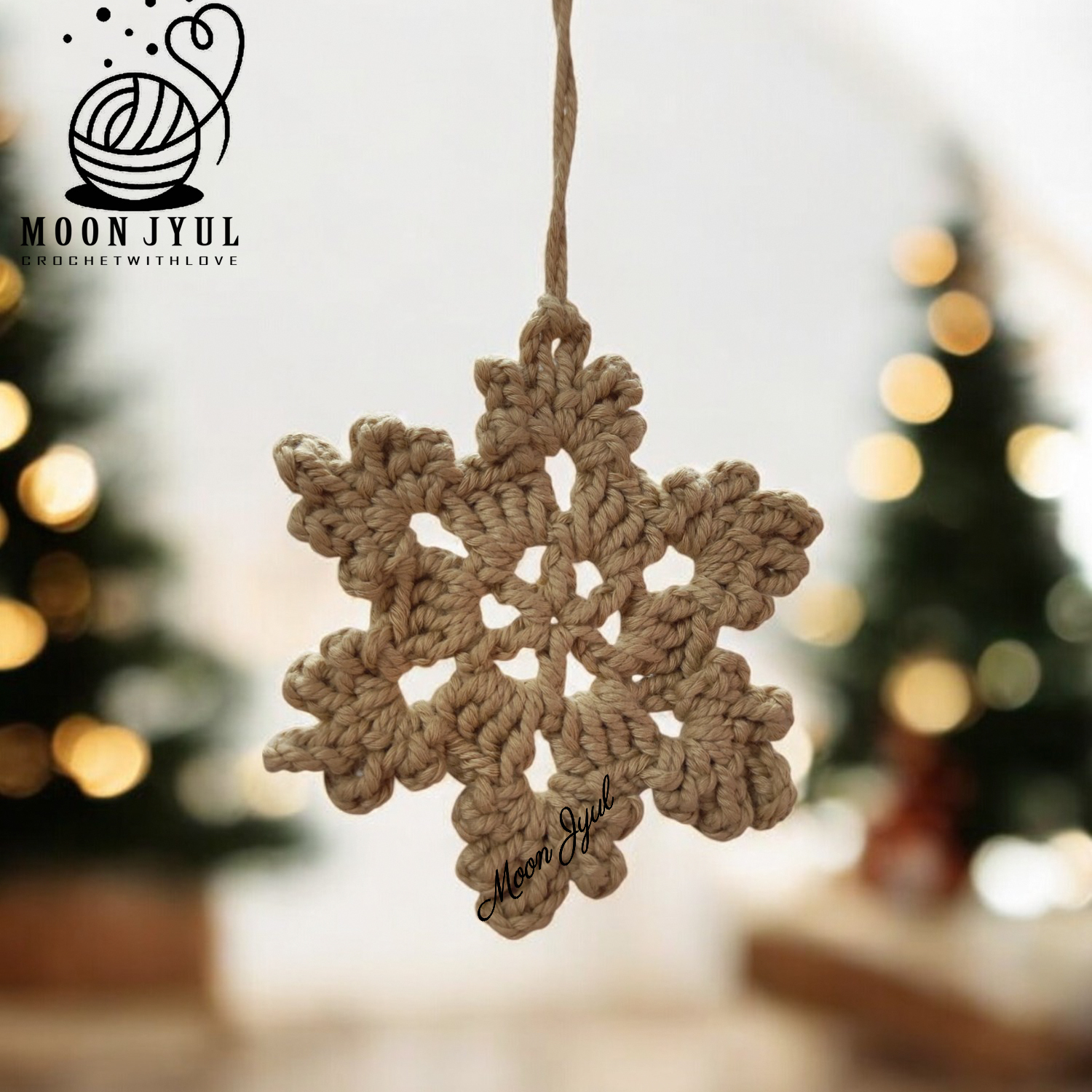 Christmas Snowflake Shape Ornaments, Handmade macrame ornaments, Christmas Decor Item image 3