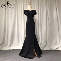 Fitted Black  Evening Dresses  Side Sleeves Formal Gown Off the  Crisscross Fitt - £280.82 GBP