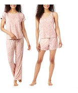 Lucky Brand Ladies&#39; 4Pc PJ Set Super Soft Knit XS, Color: Pink Floral Pa... - £31.44 GBP