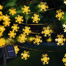 100 Led Christmas Snowflake Lights Outdoor, 39 Ft Solar Powered String Lights Wa - £15.81 GBP