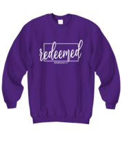 Religious Sweatshirt Redeemed Ephesians 1:7 Purple-SS  - £22.53 GBP