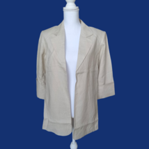 Tribeca Open Front Blazer Jacket Size 6 VTG 90s 100% Linen Wheat Lightweight NEW - $32.95