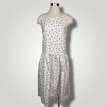 Vintage Handmade Dress Sleeveless Rosebud Pink White Lace Drop Waist A1016 - £24.35 GBP