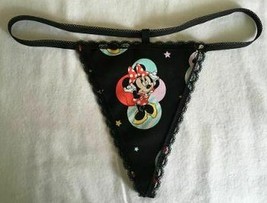 Womens Black Disney MINNIE MOUSE Mickey Gstring Thong Lingerie Underwear - £15.02 GBP