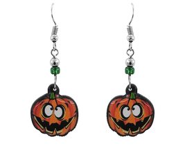 Jack O&#39; Lantern Pumpkin Halloween Themed Graphic Dangle Earrings - Women... - $11.87+