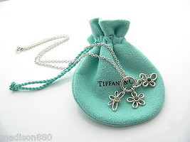 Tiffany &amp; Co Silver Flower Butterfly Dragonfly Necklace Pendant Gemstone Gift - £470.40 GBP