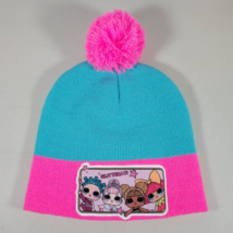 LOL Surprise Girls Beanie Winter Hat Pink Blue Logo Knit Pom Pom OS Glitterati  - £6.90 GBP
