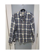 Vintage LL Bean Blue Plaid Shirt Medium Fitted 100% Cotton Button Up - $502.20 MXN