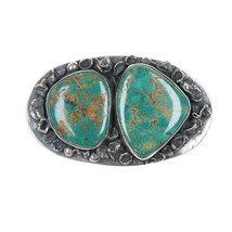 c1980 Carlos Diaz Sterling Brutalist turquoise belt buckle - £666.42 GBP