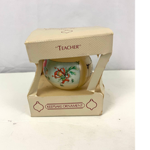 VTG 1984 Glass Christmas Ornament Hallmark Cards Teacher Keepsake  - $13.50