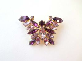Purple Butterfly Brooch, Crystal Made In Austria Pin Jewelry - $54.99