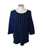 Coldwater Creek Black Windowpane Check Jacquard Knit Pocket Top Size Large - $32.47