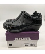 Aravon by Rockport Maya Black Patent Leather Croc Mary Jane 2&quot; Heel Size... - £39.66 GBP
