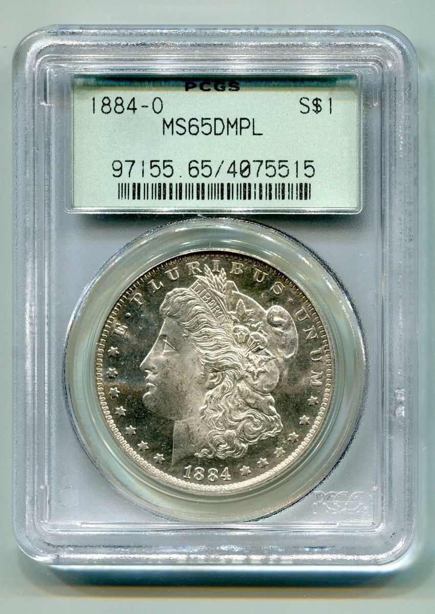 1884-O MORGAN SILVER DOLLAR PCGS MS65DMPL NICE ORIGINAL COIN OLD GREEN HOLDER - $1,050.00