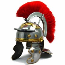 Medieval Greek Roman Gallic Helmet + Red Plume Collectibles Knight Crusader Gift - £72.09 GBP