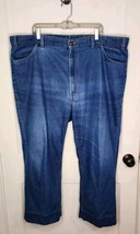 Vintage 70s Levi&#39;s 549 Orange Tab Jeans Men&#39;s Size 48x26 Blue Denim Flat... - $28.01