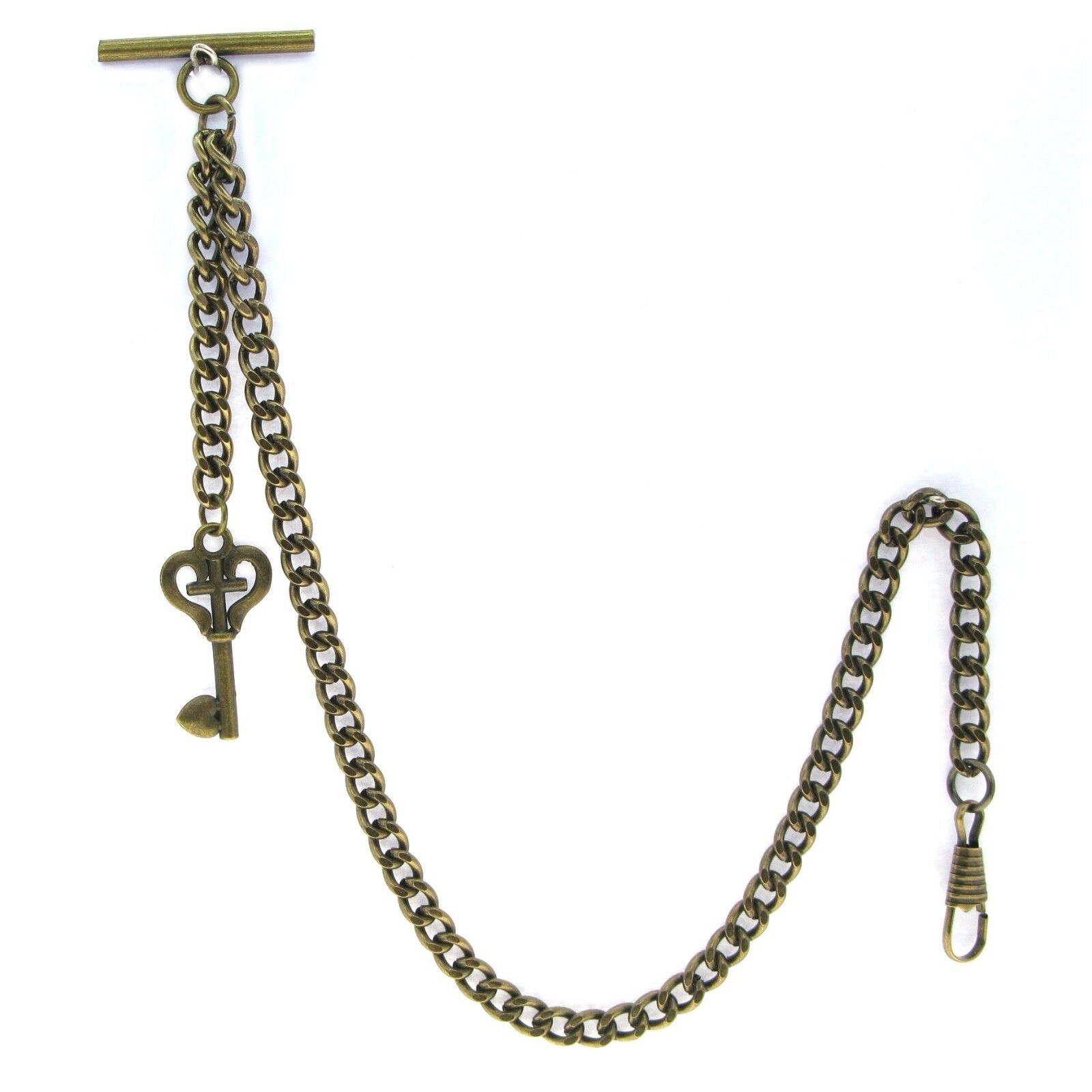 Albert Chain Pocket Watch Chain Bronze Fob Chain with Key Design Fob T B... - $12.50+