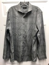 Mens Kenneth Cole New York Dress Shirt, Slim Fit, Grey Plaid, 16.5 34/35 - $24.74