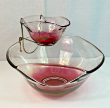 Vintage Tiered CHIP DIP Serving Bowl Set INDIANA GLASS Set RUBY RED - L@... - $19.79