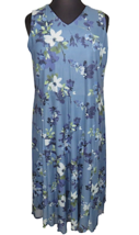 Coldwater Creek Blue Floral V Neck Sleeveless Flowy Midi Dress Plus Size 2X - £31.69 GBP