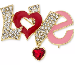Holiday Lane Gold-Tone Crystal Heart Love Pin - £14.22 GBP
