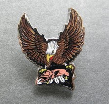 American Bald Eagle Flying With Fish Lapel Pin Badge 1 X 1.1 Inches - £4.45 GBP