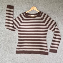 Columbia Sweater Womens M Brown Gray Striped Pullover Angora Top Shirt V... - £9.76 GBP