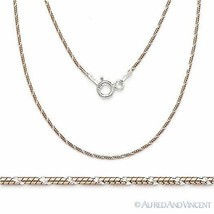 1mm Snake Link .925 Sterling Silver Two-Tone 14k Rose Gold-Plated Chain Necklace - £18.32 GBP+