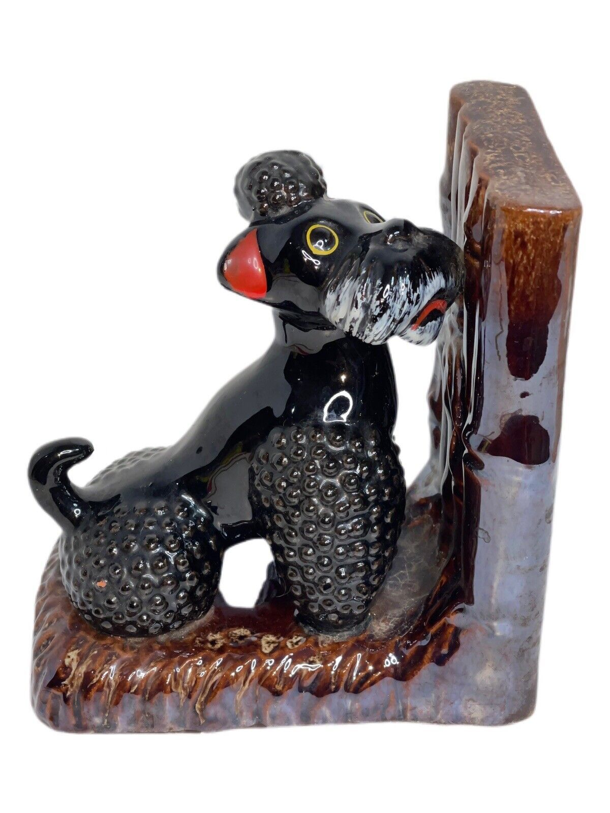 Vintage Black Poodle Ceramic Bookend Redware Japan Retro MCM Mid Century... - $10.62