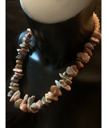 Rhodochrosite And Glass Chip Beaded Necklace - $28.70