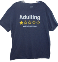 DOM &quot;Adulting Would Not Recommend&quot; Mens Large L Tshirt Tee Dark Blue Fun Novelty - £10.79 GBP