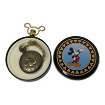 Mickey Mouse Vintage Colibri  Pocket Watch With Chain Original Tin Case Disney - £43.88 GBP