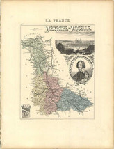 A. VUILLEMIN Meurthe and Moselle 13.75&quot; x 10.5&quot; Lithograph 1869 Other - $922.41 MXN