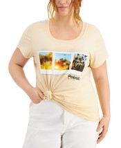 MSRP $29 Polaroid Plus Size Graphic Print T-Shirt Beige Size 2X (DEFECT) - £4.71 GBP