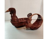 (2) VTG Rattan Wicker Woven Duck Turkey Goose Basket Wooden Beak &amp; Small... - £17.02 GBP