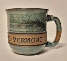 Earthworks Pottery Vermont Stoneware  Teal Blue / Brown Mug Vintage - $34.99