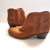 Madden Girls Ankle Boots Size 4 Brown Suede Embroidered Design Uppers - £15.26 GBP