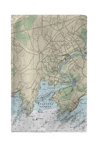 Betsy Drake Branford Harbor, CT Nautical Map Kitchen Towel - £23.34 GBP