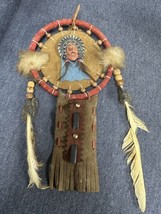 Vtg 10” Handmade Dream Catcher Leather Fur Feathers estate find - $18.81