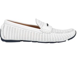 Baldinini Men&#39;s White Loafer Italy Driving Dots Shoes Moccasins Size US 12 - £204.69 GBP