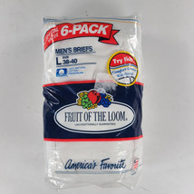 VTG fruit Of the Loom BRIEFS 6 PACK Mens Sz L 38-40 White Cotton USA 198... - $47.50