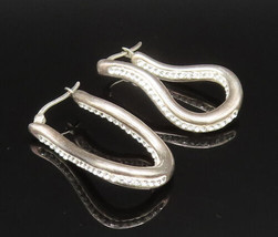 925 Sterling Silver - Vintage Fancy Rhinestones Curved Hoop Earrings - E... - $40.76
