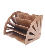 Wooden Fan-Shaped File Organizer with 5 Compartments - $49.48