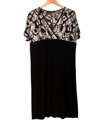 Perseption Woman Dress Short Sleeve Black Gray Empire Waist Slimming L X... - $315.21 MXN