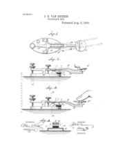 Telegraph Key Patent Print - White - $7.95+